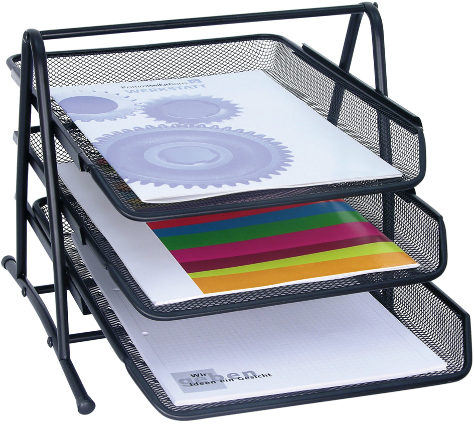 Corbeille Courrier Triple Mesh Noir