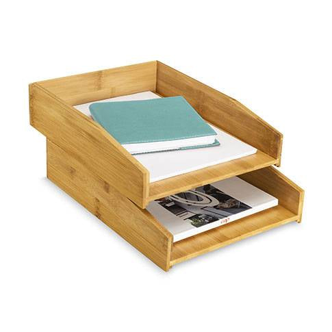 Corbeilles courrier bambou lot de 2