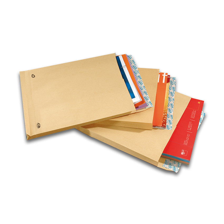 Pochettes à soufflets 260 x 330 mm, kraft brun boite de 250
