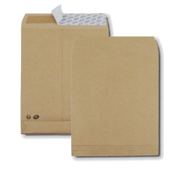 Pochettes à soufflets 260 x 330 mm, kraft brun boite de 250