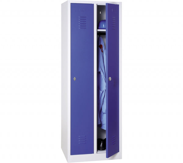 Vestiaire monobloc 2 colonnes gris / bleu