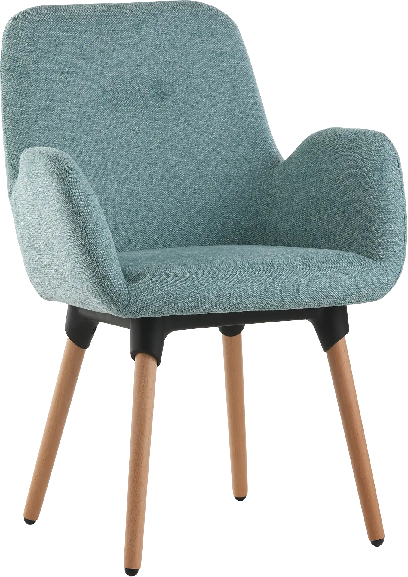 Fauteuil tissu turq. p.bois shineo