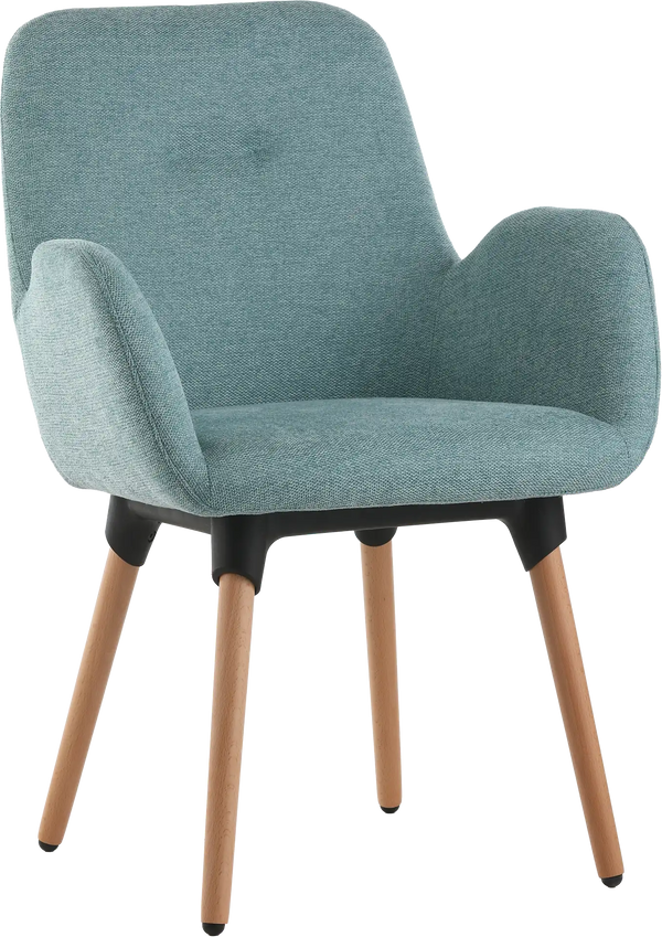 Fauteuil tissu turq. p.bois shineo