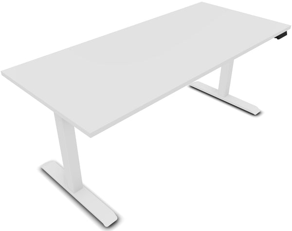 Bureau assis-debout LUTZ 2 - 180x80 cm - Blanc / Pieds blanc