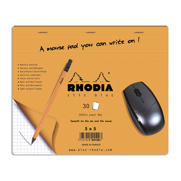 Bloc Rhodia Tapis de Souris Q30F - 30 Feuilles, Quadrillé, Orange