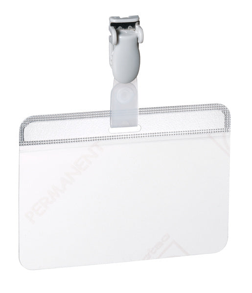 Porte badge plastifié 90x54mm avec clip - lot de 25, transparent