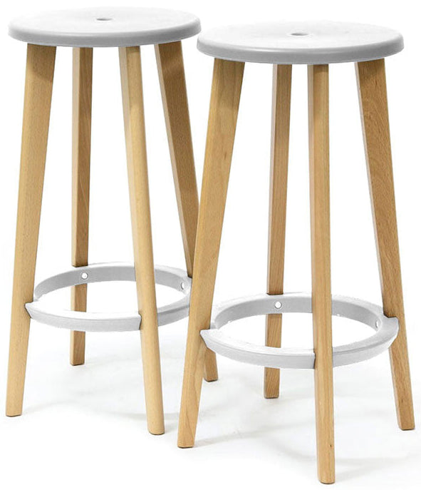 Tabouret haut woody blanc -lot de 2