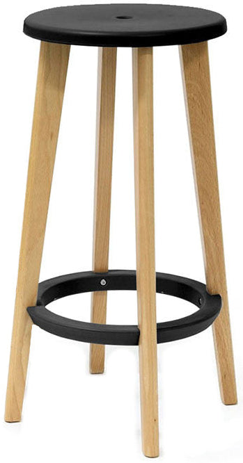 Tabouret haut woody noir -lot de 2