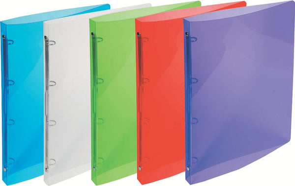 Classeur polypropylène 4 anneaux-30 a4 crystal col
