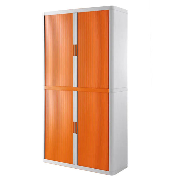 Armoire Haute à rideau easyoff h204 blanc / orange