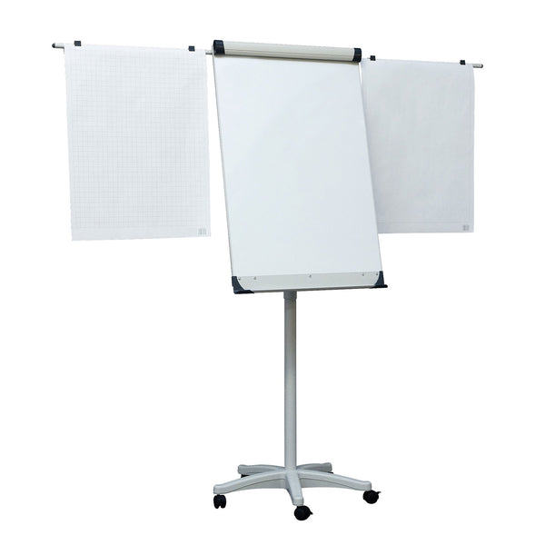 Tableau de conférence 70 x 100 cm, magnétique, avec bras extensibles, sur roulettes