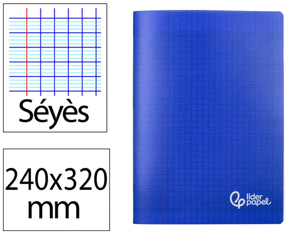 Cahier Seyes 24x32 - couverture bleu Polypropylène-96 pages