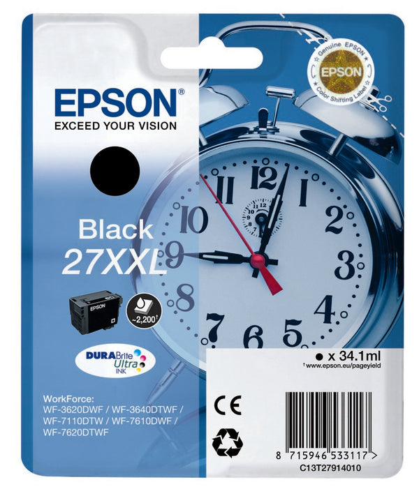 Cartouche d'encre Epson c13t27914 noire 27xxl - résistance exceptionnelle