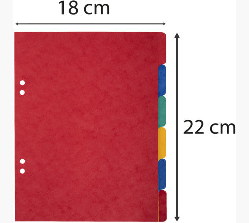 Intercalaires carton 6 onglets - 225g/m² - 220x170 mm