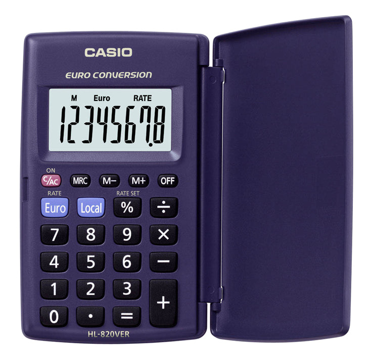 Calculatrice 8chiffres casio hl820 avec couvercle de protection