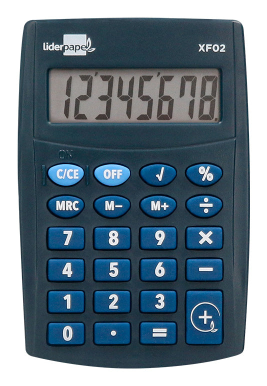 Calculatrice de poche 8 chiffres bleu
