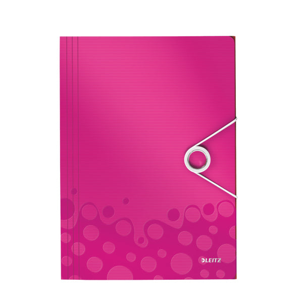 Chemise 3 rabats leitz wow polypropylène rose