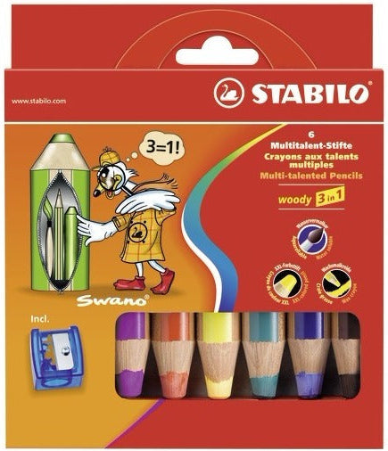 Crayons woody avec taille-crayon - multi-couleurs