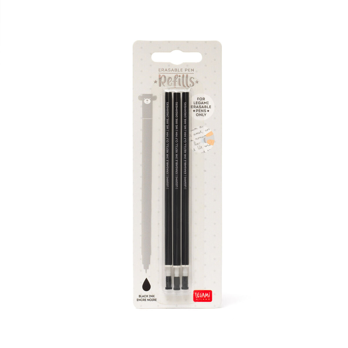 Pack 3 recharges stylo legami effaçable - pointe 0,7 mm