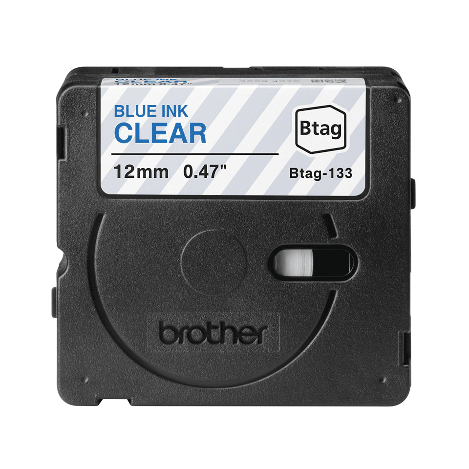 Ruban étiquetage Brother Btag 12mm - bleu/transparent