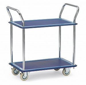 Chariot acier 2 plateaux - Surface antidérapante