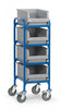 Servante pour Bacs - 4 Étagères Pivotantes, 250 kg