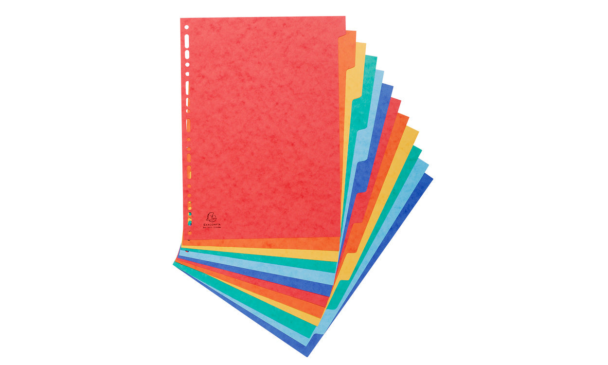 Intercalaires carte lustré A4 3/10e 12 positions