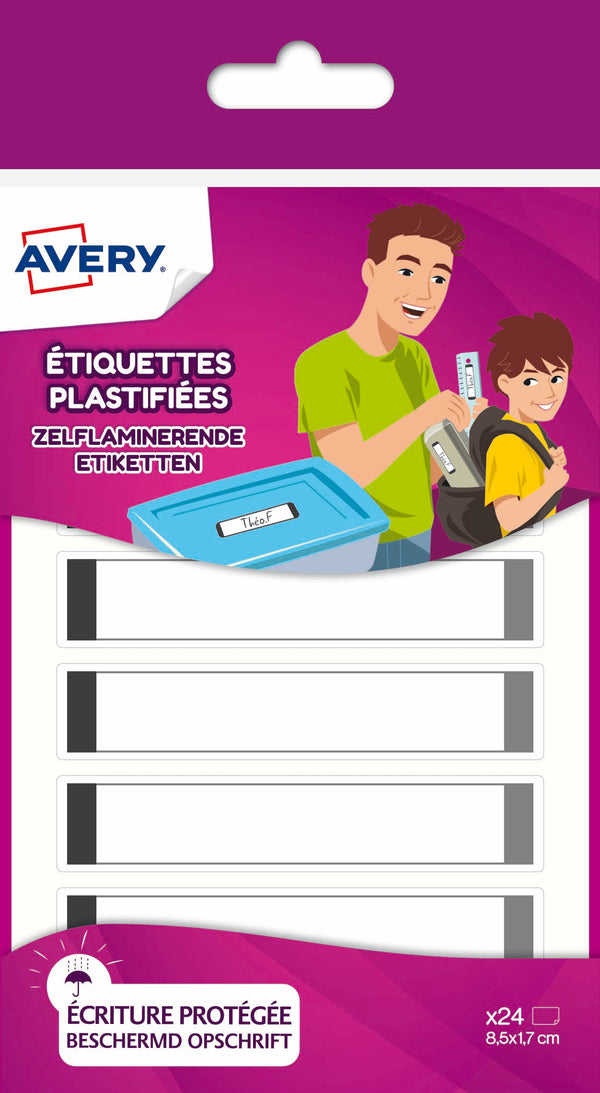 Etiquette plastifiée waterproof 86x17- sachet de 24