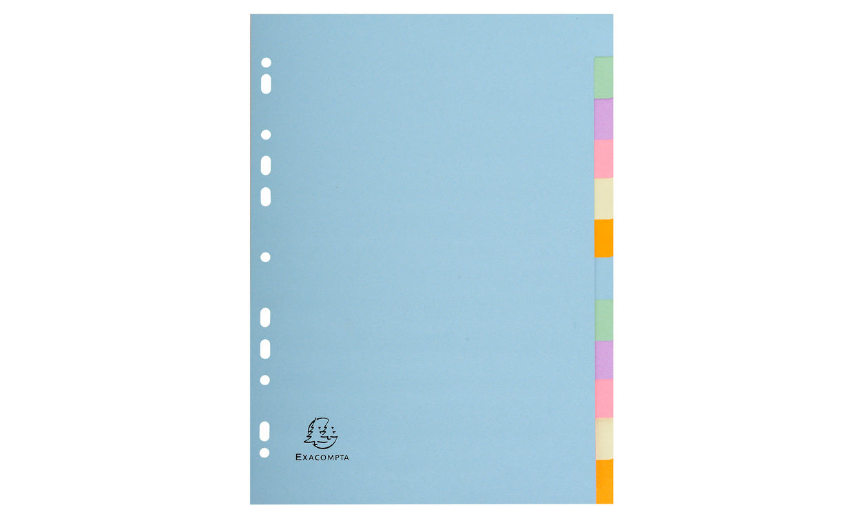 Intercalaires carte A4 12 positions pastel