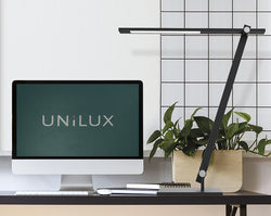 Lampe de Bureau LED lumilight sur socle - Double Articulation Ergonomique