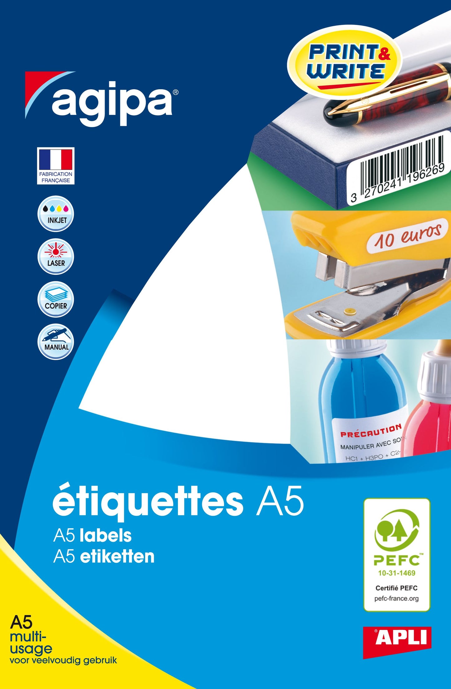 Etiquette ronde diametre 15mm -blanc - étui de 1536