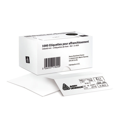 Etiquette affranchissement 150x39mm 1/fr boite de 1000