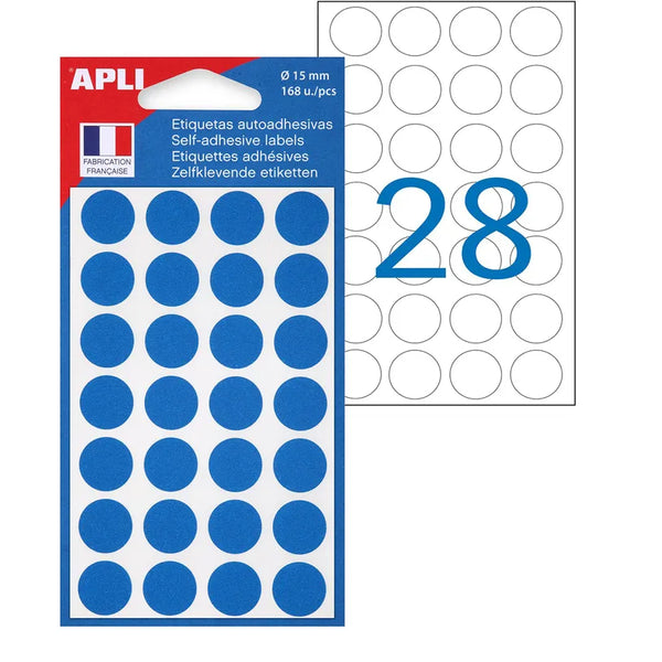 Pastilles adhésives 15 mm bleu -sachet de 168