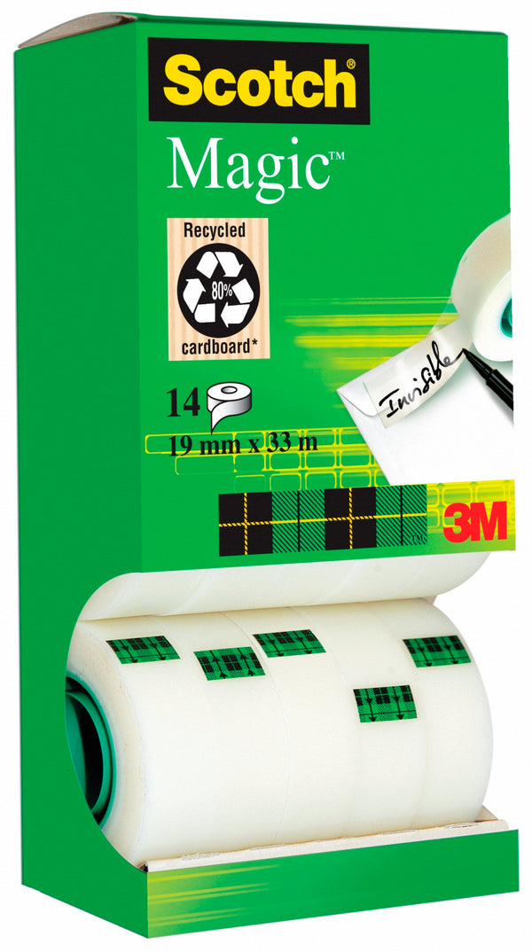 Rouleau adhésif invisible 19x33 magic 810 pack12+2gratuits