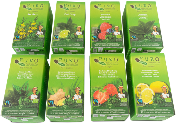 Thé assortis Puro - pack de 8 boites de 25 sachets