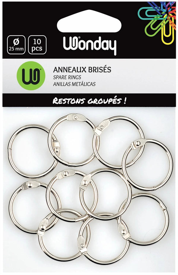 Anneaux brisés 25mm lot de 10