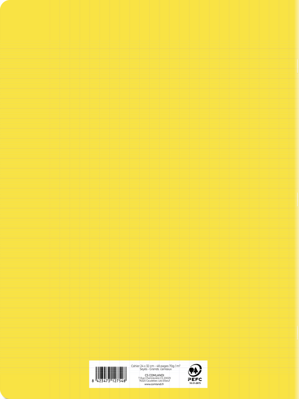 Cahier polypropylène jaune 24x32 48 pages seyes