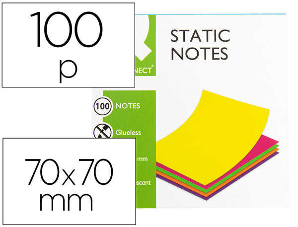 Bloc Note repositionnable 70x70 magnétique sans colle neon - 100feuilles