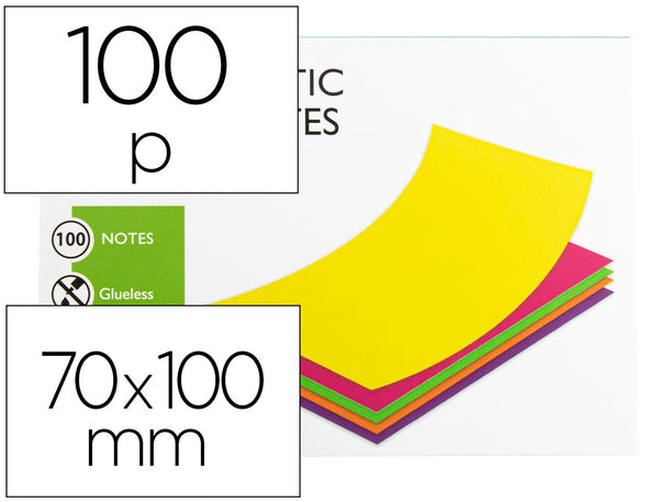 Bloc note repositionnable 70x100 100feuilles magnétique -neon