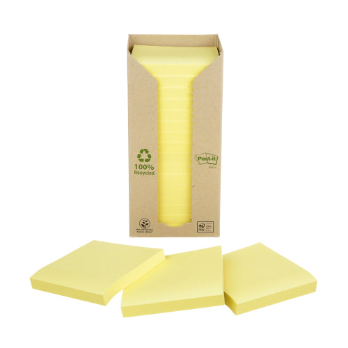 Bloc Post-it® recyclé jaune 76x76mm-tour de 16 blocs