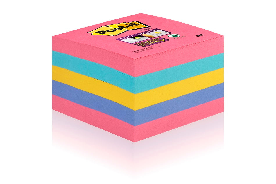Bloc cube post it super sticky 76x76-440f assorties