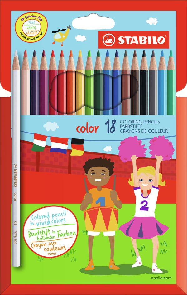 Crayons de couleur STABILO étui de 18-couleurs assorties