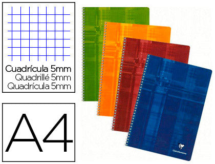 Cahier 21X29.7 Spirale 100pages quadrille 5x5 - clairefontaine