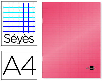 Cahier polypropylène 90g 21x29,7 A4 96 pages -seyes rouge