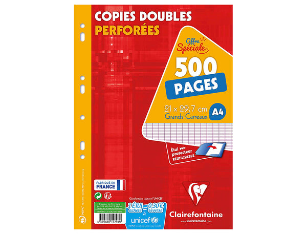 Copies doubles perforées 21x29.7 seyes -500 pages