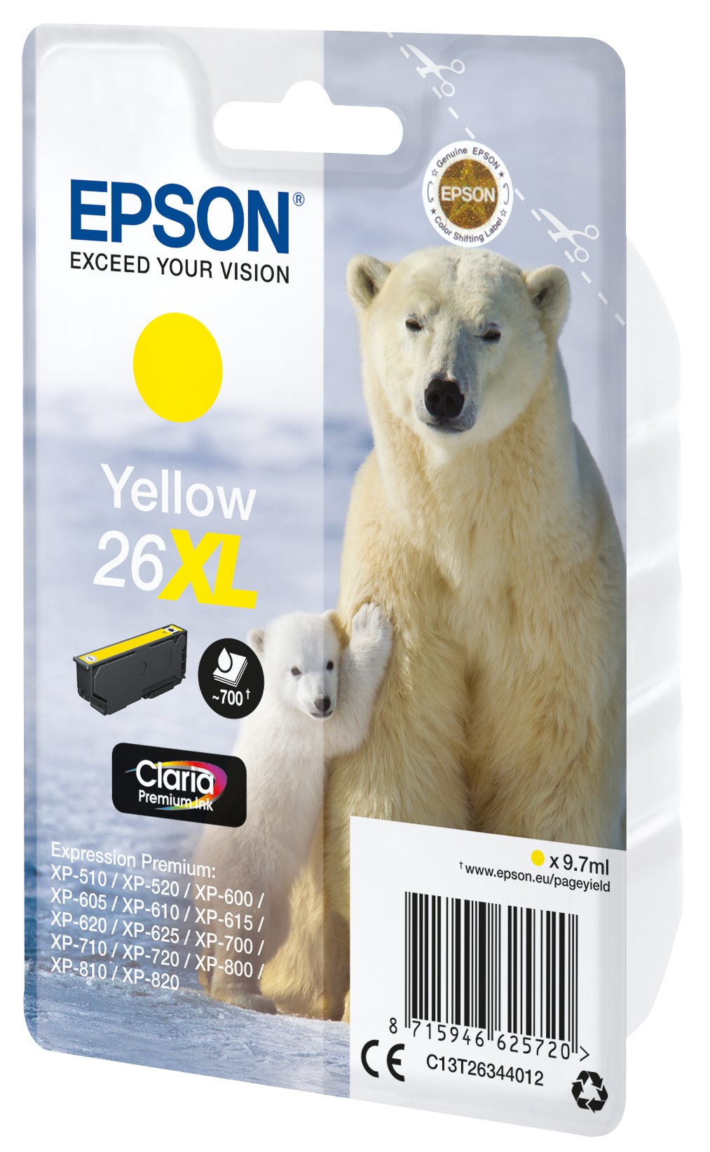 Cartouche d'encre Epson jaune 26xl - haute capacité