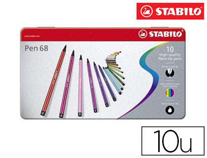 Feutres Stabilo "Pen 68" - Etui métallique de 10