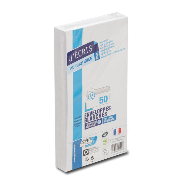 Enveloppes blanc 110x220 bdp 80gr paquet de 50
