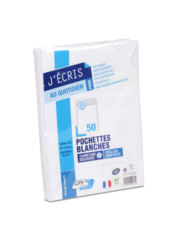 Enveloppes 162x229 po.blanc silicone 90g 572p/25