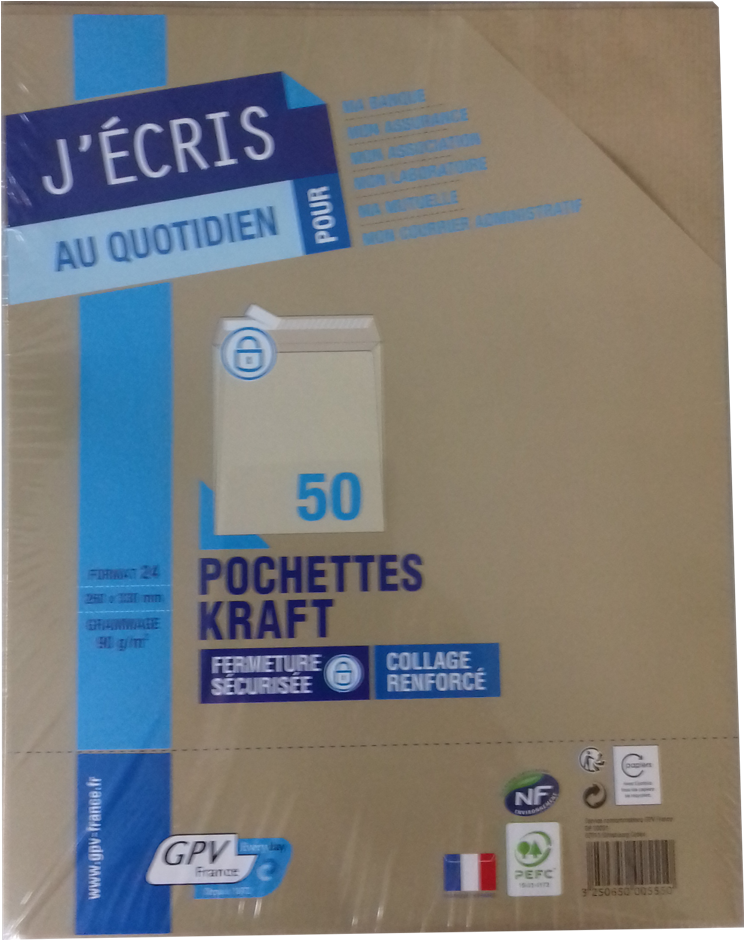 Pochette d'expédition 260x330 kraft 90g paquet de 50
